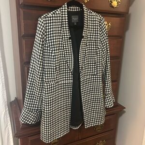 The Limited Black & White Houndstooth Open Blazer